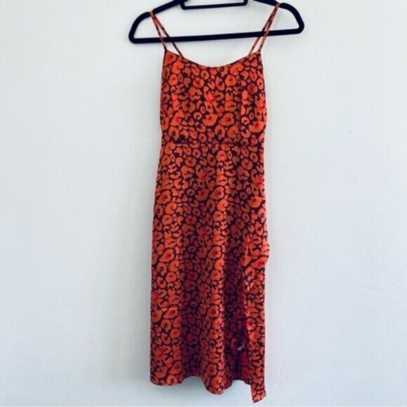 Cupshe Sun Dress XS Spaghetti Strap Adjustable Tie Back Leopard Print Sweetheart - Picture 1 of 13